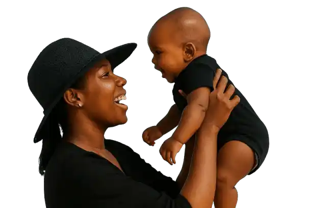Child and adolescent mother at the beach in Lagos